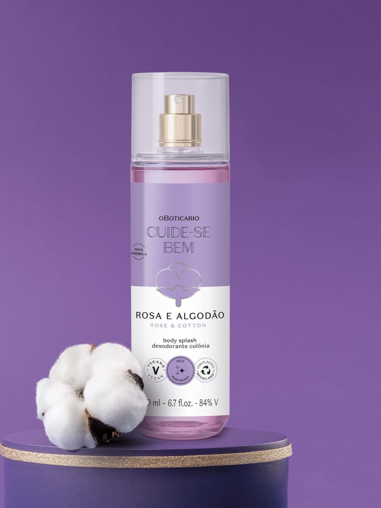 Body Splash Desodorante Colônia Cuide-se Bem Rosa e Algodão 200ml